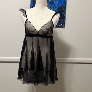 Intimissimi Elegant Black Sheer Babydoll Lingerie
